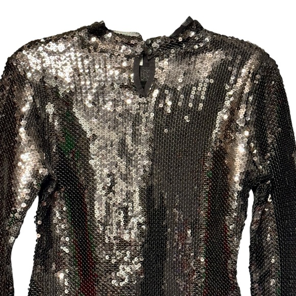 Intimately Free People Black Sequin Mockneck Long Sleeve Blouse size Medium - Picture 7 of 12
